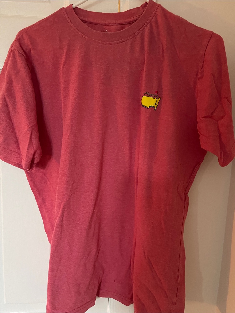 Masters Champions Tee Men's Red Graphic T‑Shirt with Small Yellow Map Logo